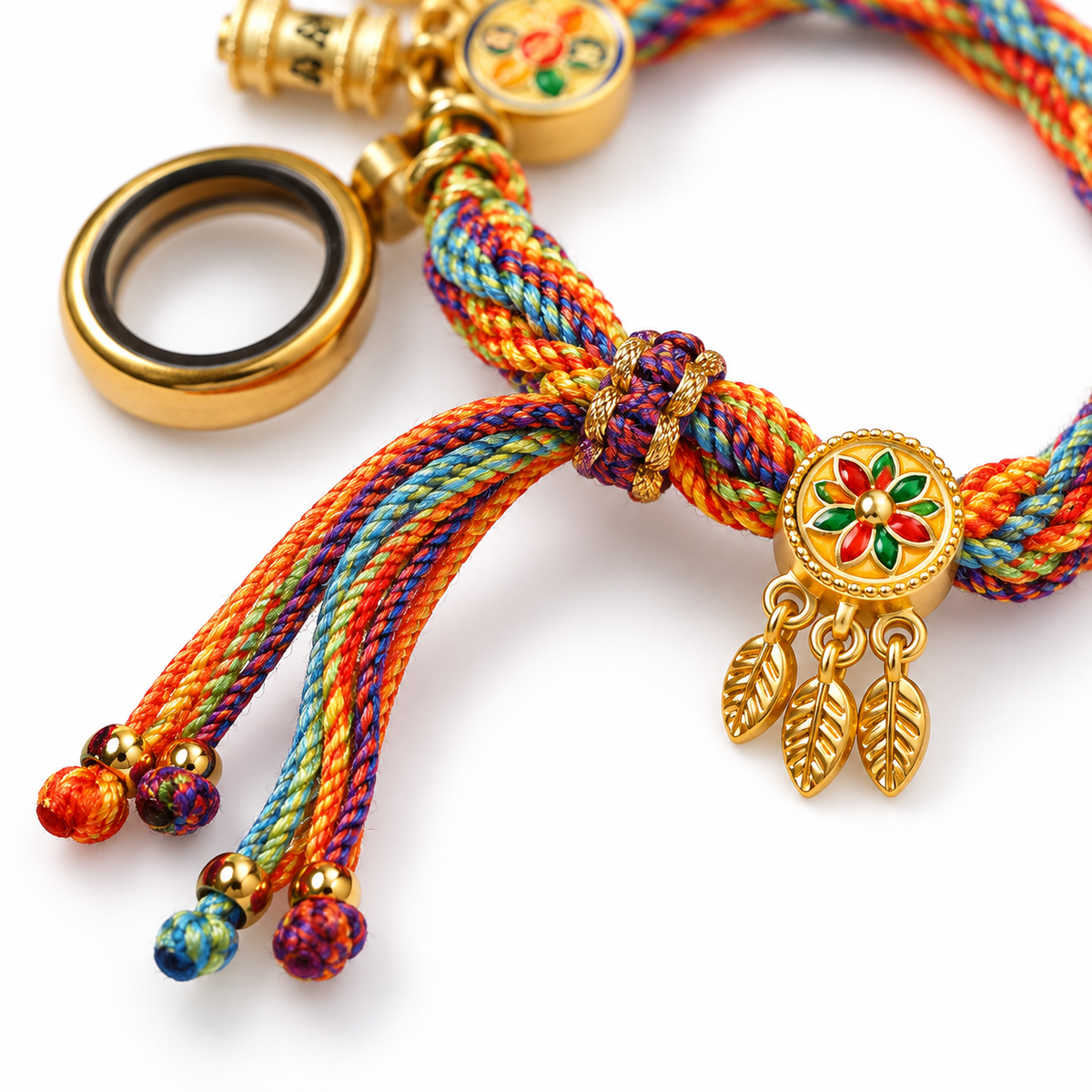 Tibetan Om Mani Padme Hum Dreamcatcher Luck Colorful Reincarnation Knot String Bracelet