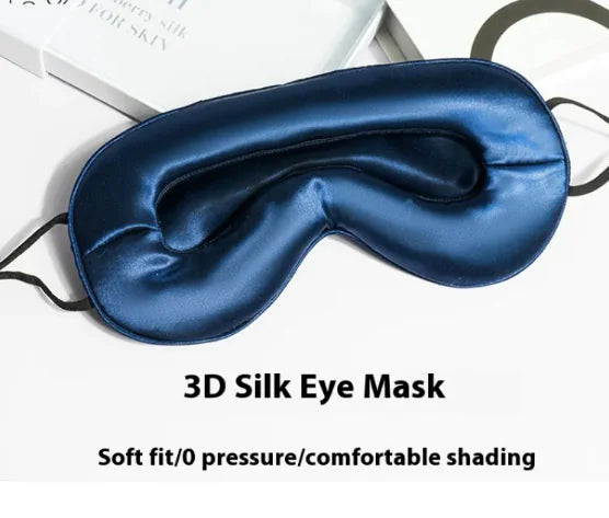 Mulberry Silk 3D Sleep Eye Mask, Skin-Friendly, Breathable, Blackout, Various Colors, 22x9cm
