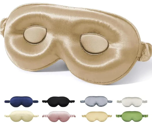 Mulberry Silk 3D Sleep Eye Mask, Skin-Friendly, Breathable, Blackout, Various Colors, 22x9cm