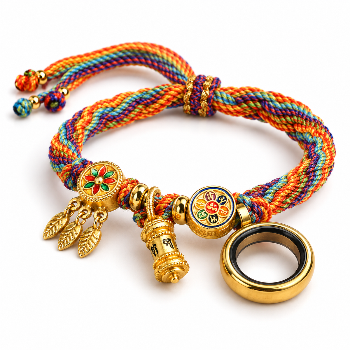 Tibetan Om Mani Padme Hum Dreamcatcher Luck Colorful Reincarnation Knot String Bracelet