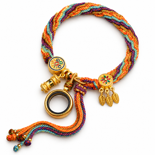 Tibetan Om Mani Padme Hum Dreamcatcher Luck Colorful Reincarnation Knot String Bracelet
