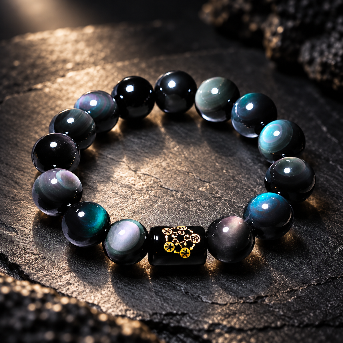 Natural Rainbow Obsidian Positive Transformation Bracelet