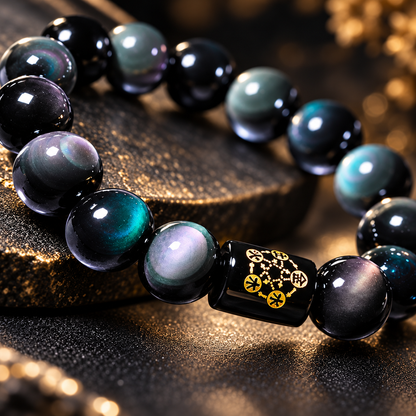 Natural Rainbow Obsidian Positive Transformation Bracelet