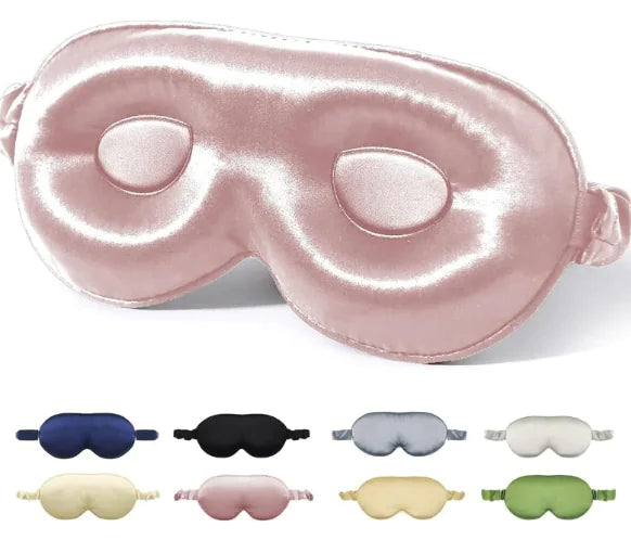 Mulberry Silk 3D Sleep Eye Mask, Skin-Friendly, Breathable, Blackout, Various Colors, 22x9cm