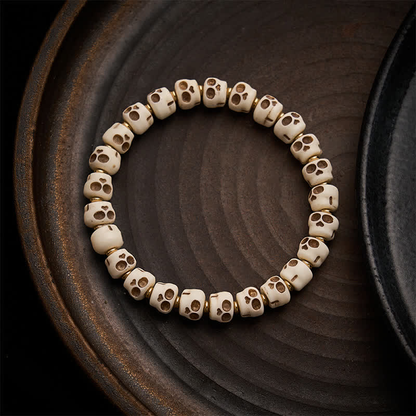 Tibetan Bone Beads Lord of the Corpse Forest Skull Pattern for Protection and Courage Bracelet
