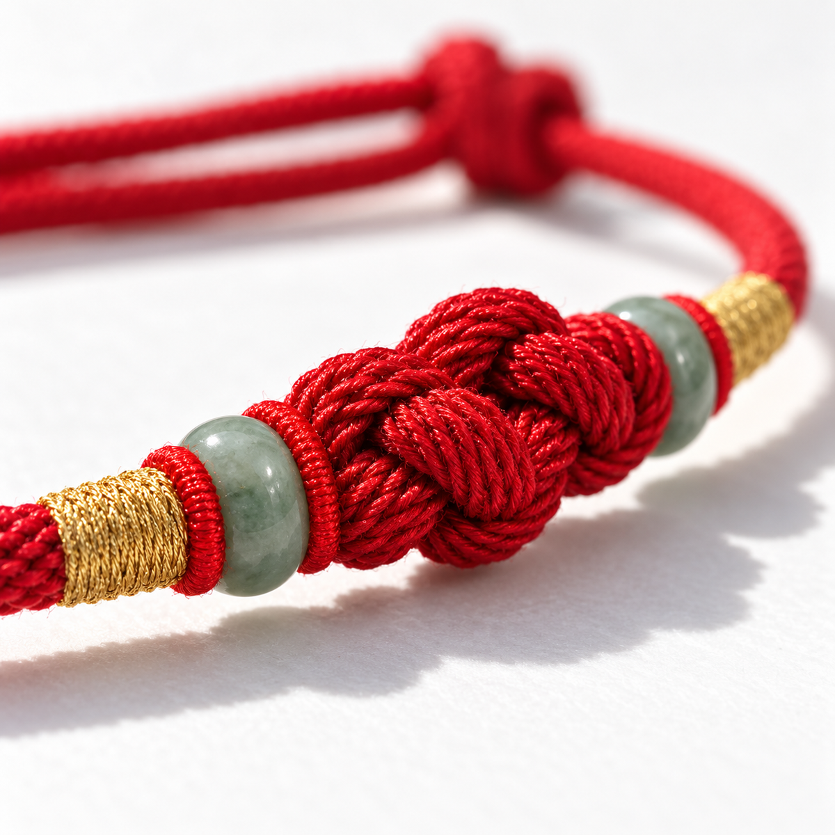 Red String Jade Luck Fortune Knot Braided Couple Bracelet