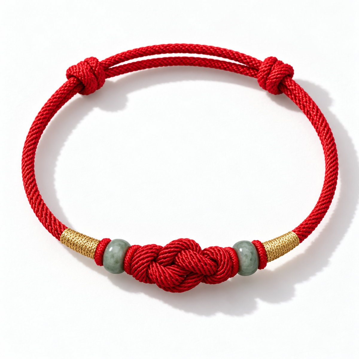 Red String Jade Luck Fortune Knot Braided Couple Bracelet