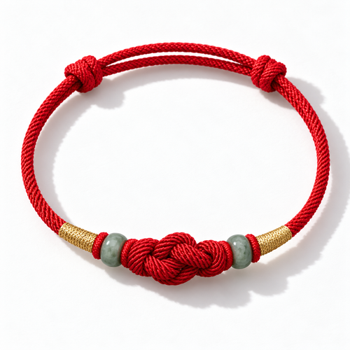 Red String Jade Luck Fortune Knot Braided Couple Bracelet