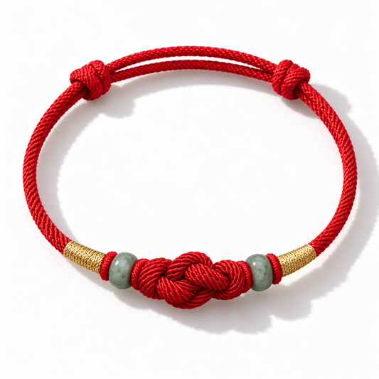 Red String Jade Luck Fortune Knot Braided Couple Bracelet